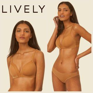 LIVELY No Wire Bra 36DD Mesh Trim Warm Oak Tan So Soft!!